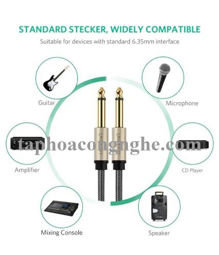 Ugreen 10639 3M màu Đen Cáp âm thanh 2 đầu 6.5mm dương cao cấp AV128 30010639